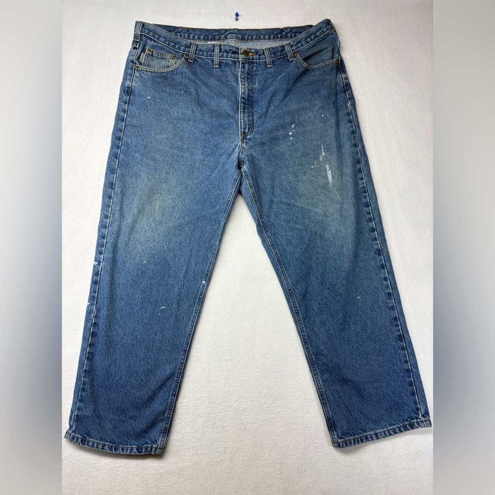 Carhartt B160 DST Regular Carpenter Jeans Mens Size 44x 30 Denim Straight Blue